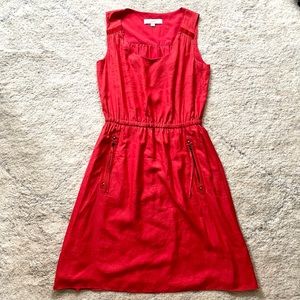 Ann Taylor LOFT Red Sleeveless Dress with Zip Pockets